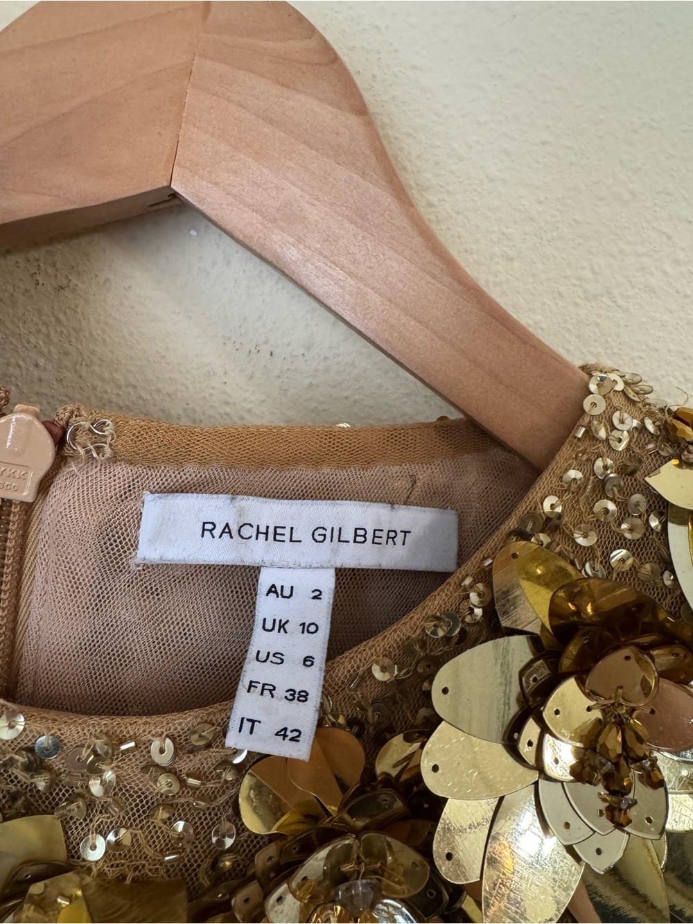 Rachel Gilbert Gold Embellished Sleeveless Sequin Gown - Picture 5 of 10